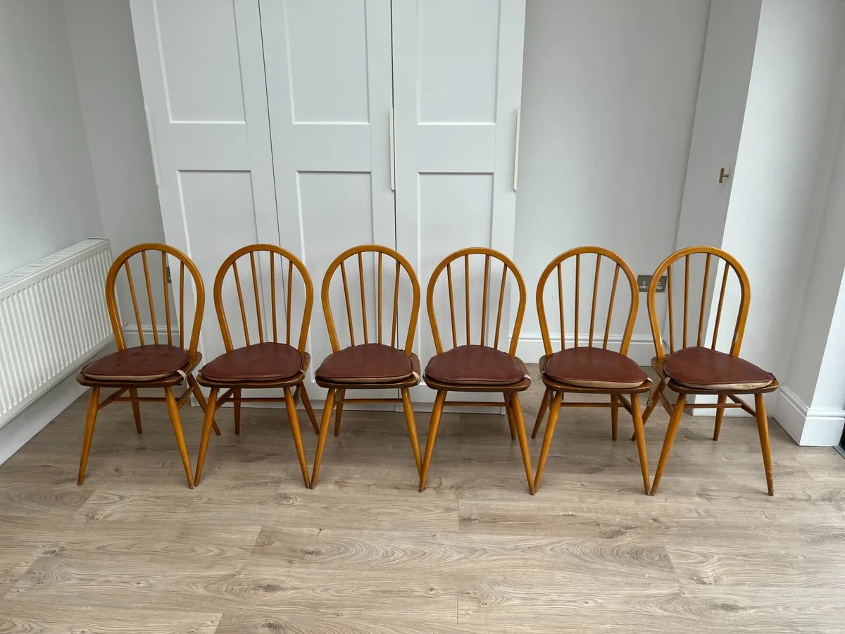 6 Vintage Ercol Dining Chairs - Image 1