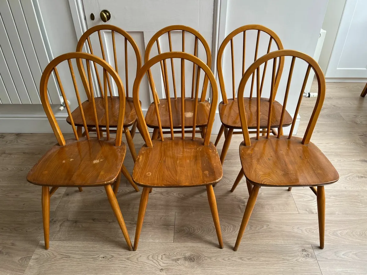 6 Vintage Ercol Dining Chairs - Image 2