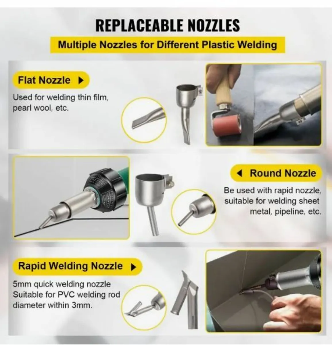 Roofing Welder, 8 Pcs PVC Welding Gun, 1600W - Image 4