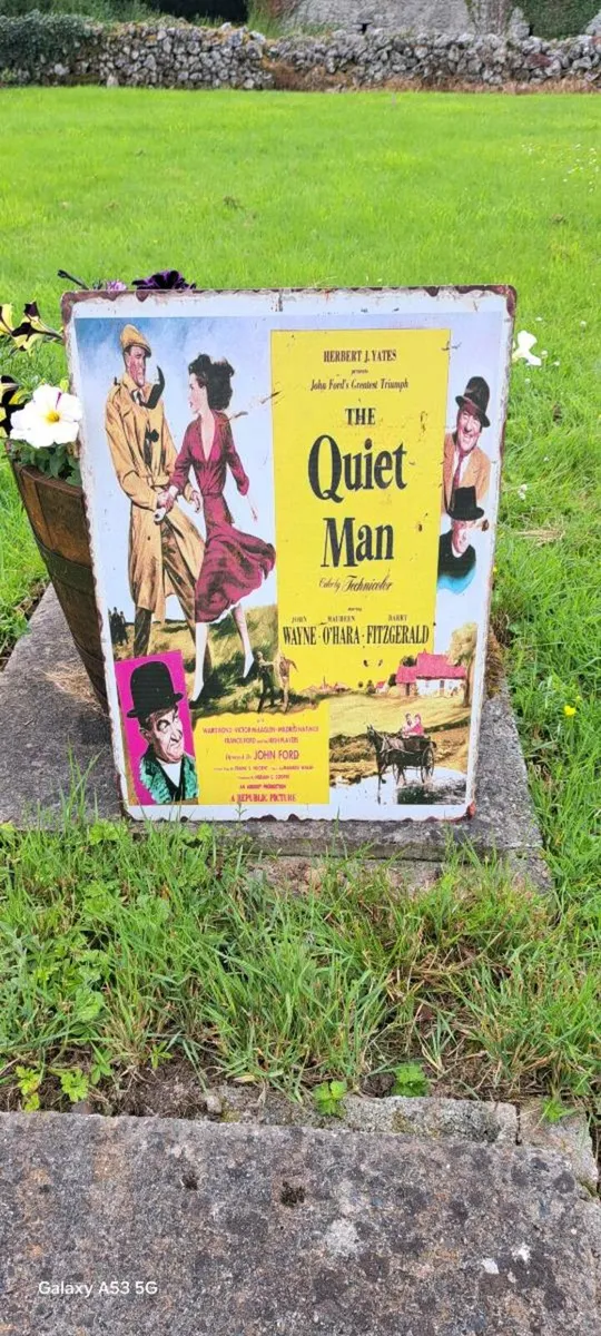 Large  quiet man metal sign