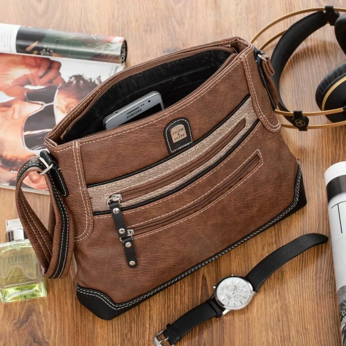 Charm & Shape Shoulder Bag - Brown - Image 2