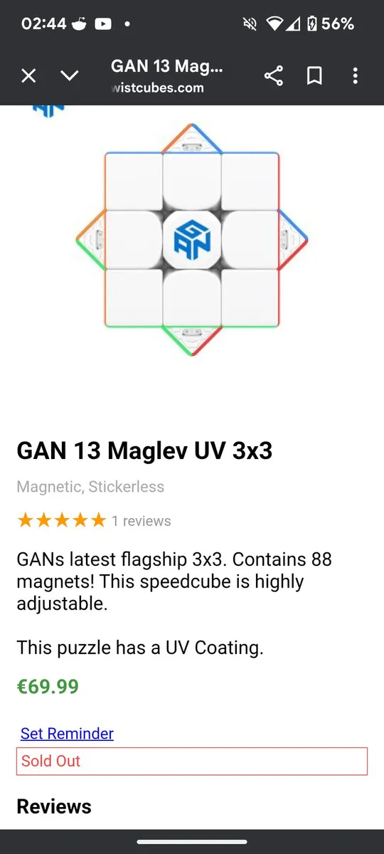 Gan13 MagLev UV 3x3 Rubiks Cube- Factory Sealed - Image 3