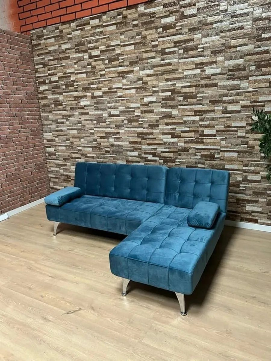 Blue L-Shaped Sofa Bed – Sleek & Functional - Image 1