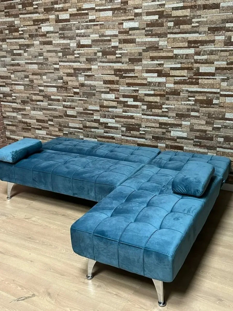 Blue L-Shaped Sofa Bed – Sleek & Functional - Image 2