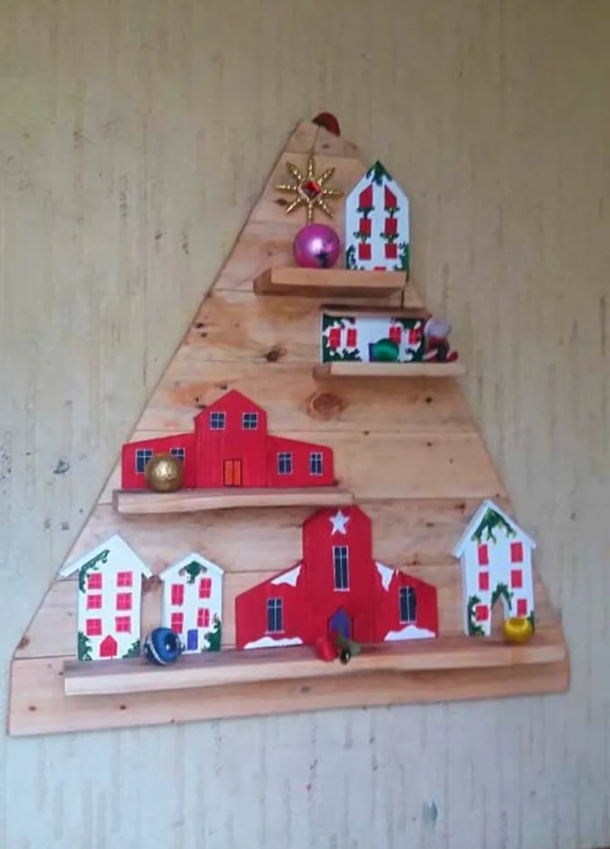 rustic floating tree staggered shelf. - Image 2