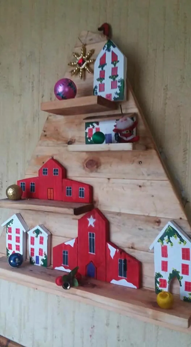 rustic floating tree staggered shelf. - Image 3