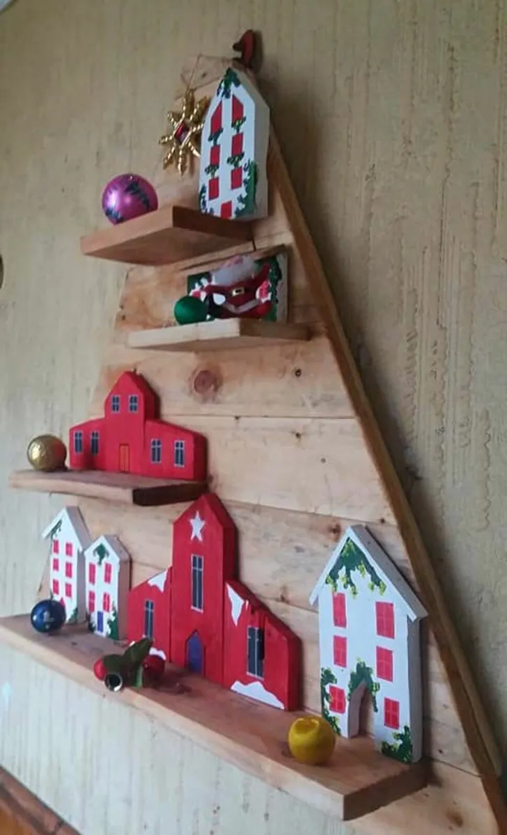 rustic floating tree staggered shelf. - Image 4