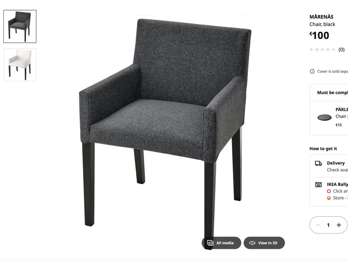 IKEA MARENÄS dining chairs x4 + new covers(x4) - Image 1