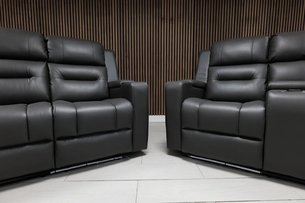 Titan Plus 3+2 Dark Grey Leather Electric Recliner - Image 4