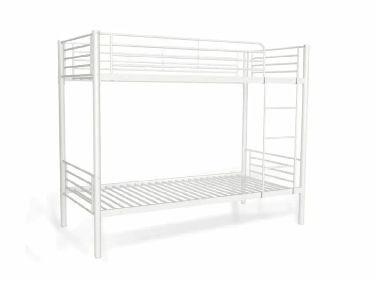 Metal Single Bunk Bed – Black & White Options - Image 2