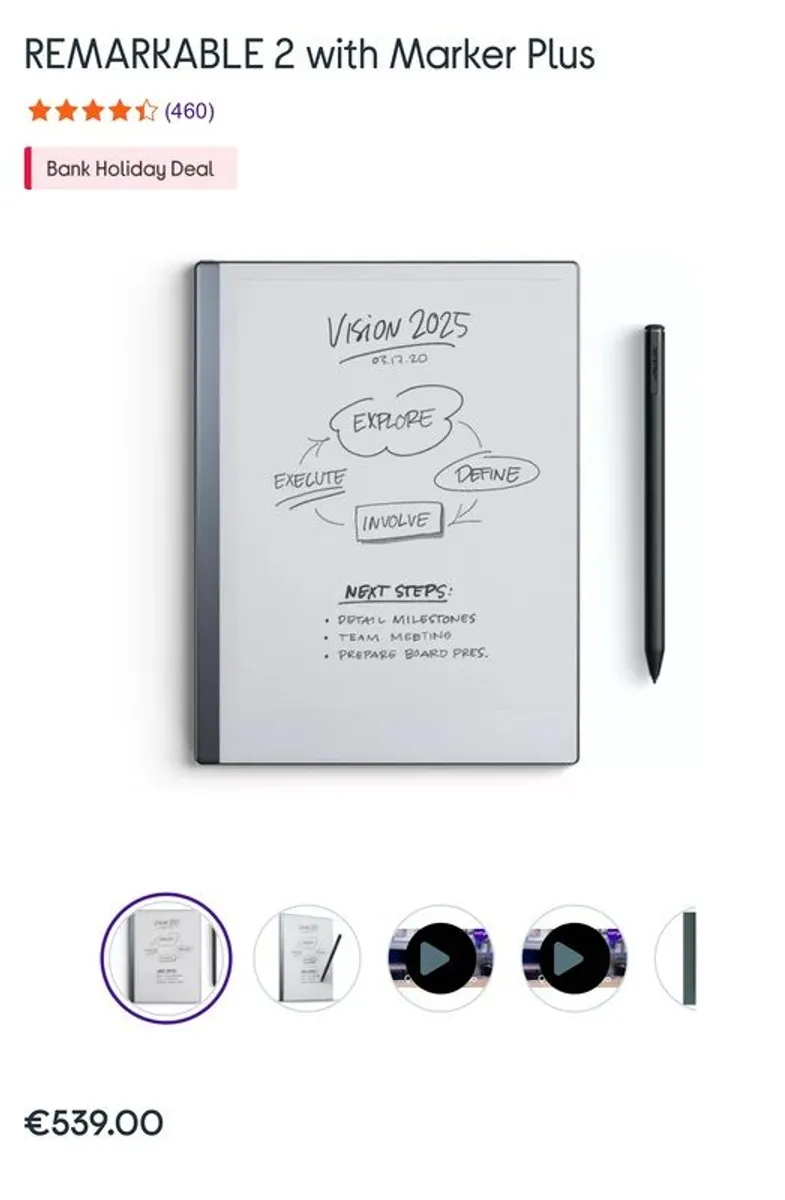 reMarkable 2 Paper Tablet + Marker & 2 Cases | Excellent Condition | 1 Year Old - Image 1