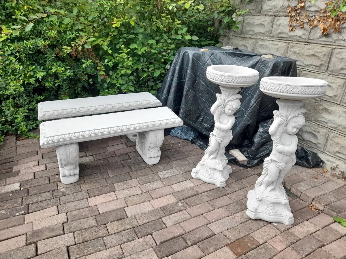 Bench and Matching Bird Bath - Only 85 Each! - Image 1