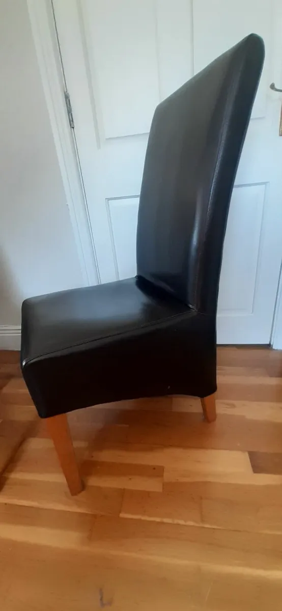 Brown Leather Chairs & Computer Desk - Image 1