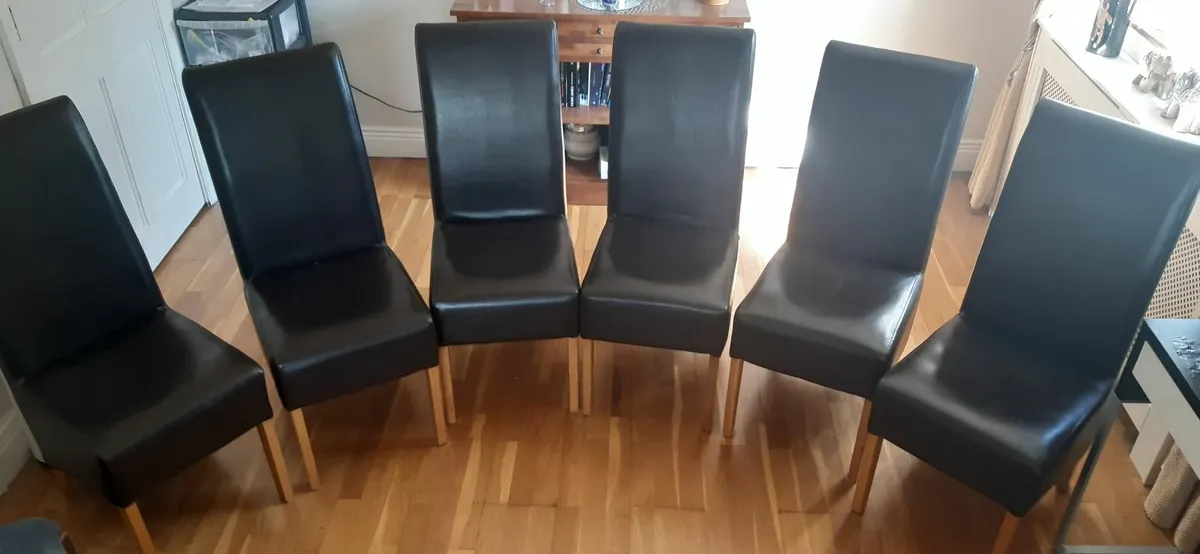Brown Leather Chairs & Computer Desk - Image 2