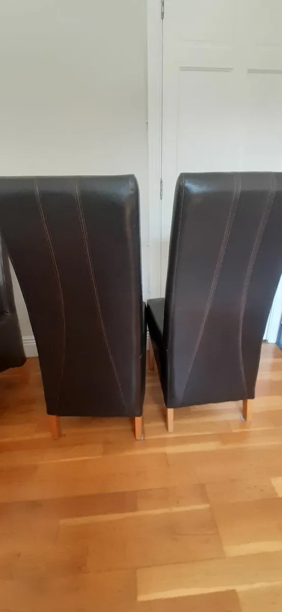 Brown Leather Chairs & Computer Desk - Image 3