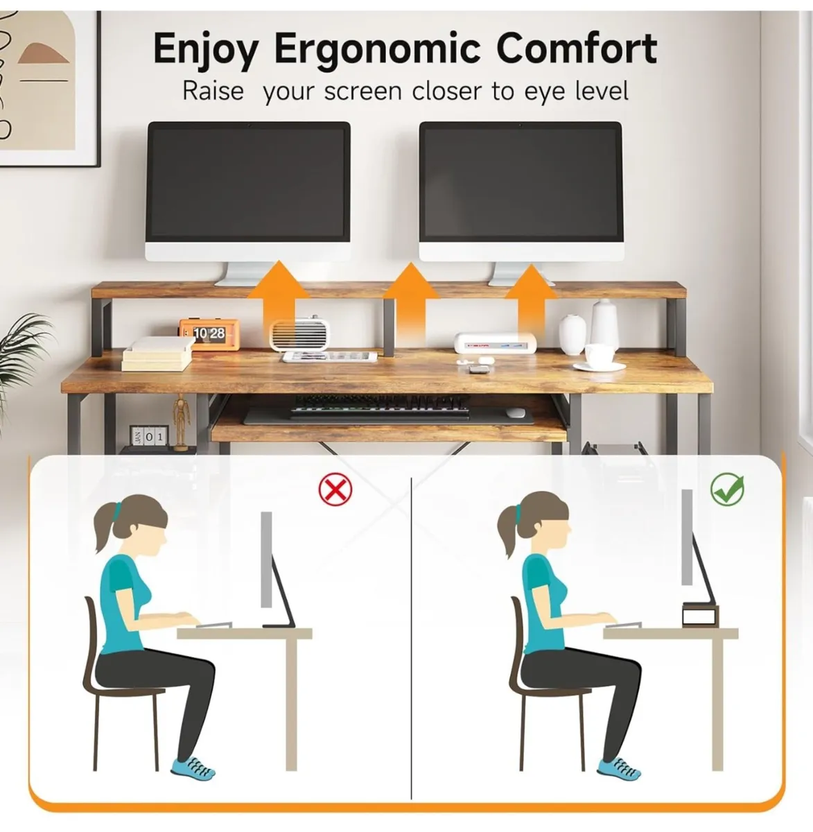 47" Computer Desk with Keyboard Tray, Home Office - Image 2