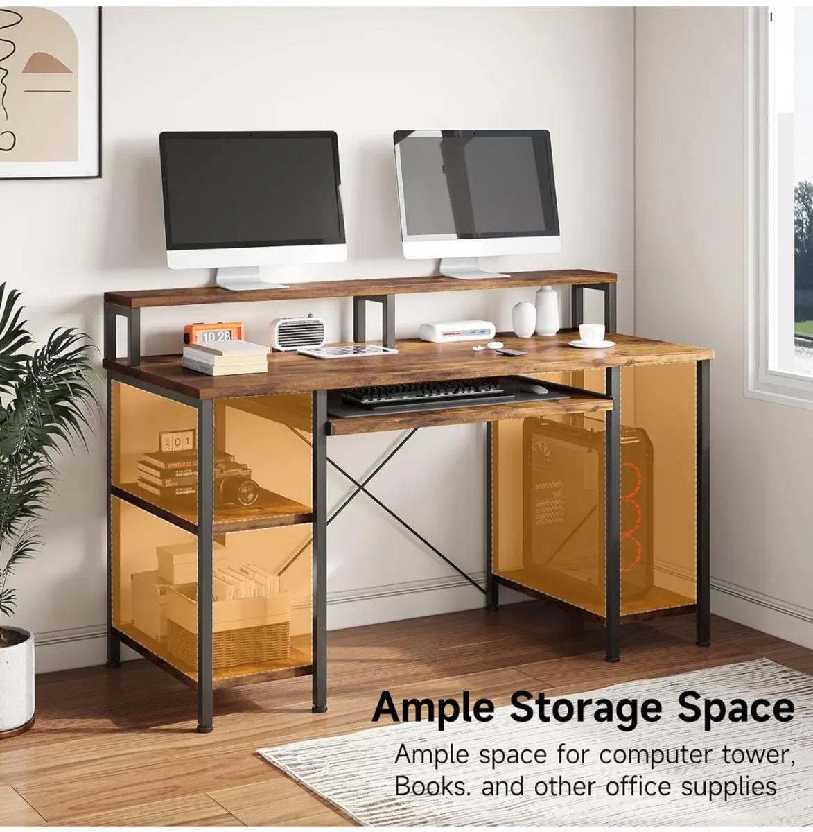 47" Computer Desk with Keyboard Tray, Home Office - Image 4