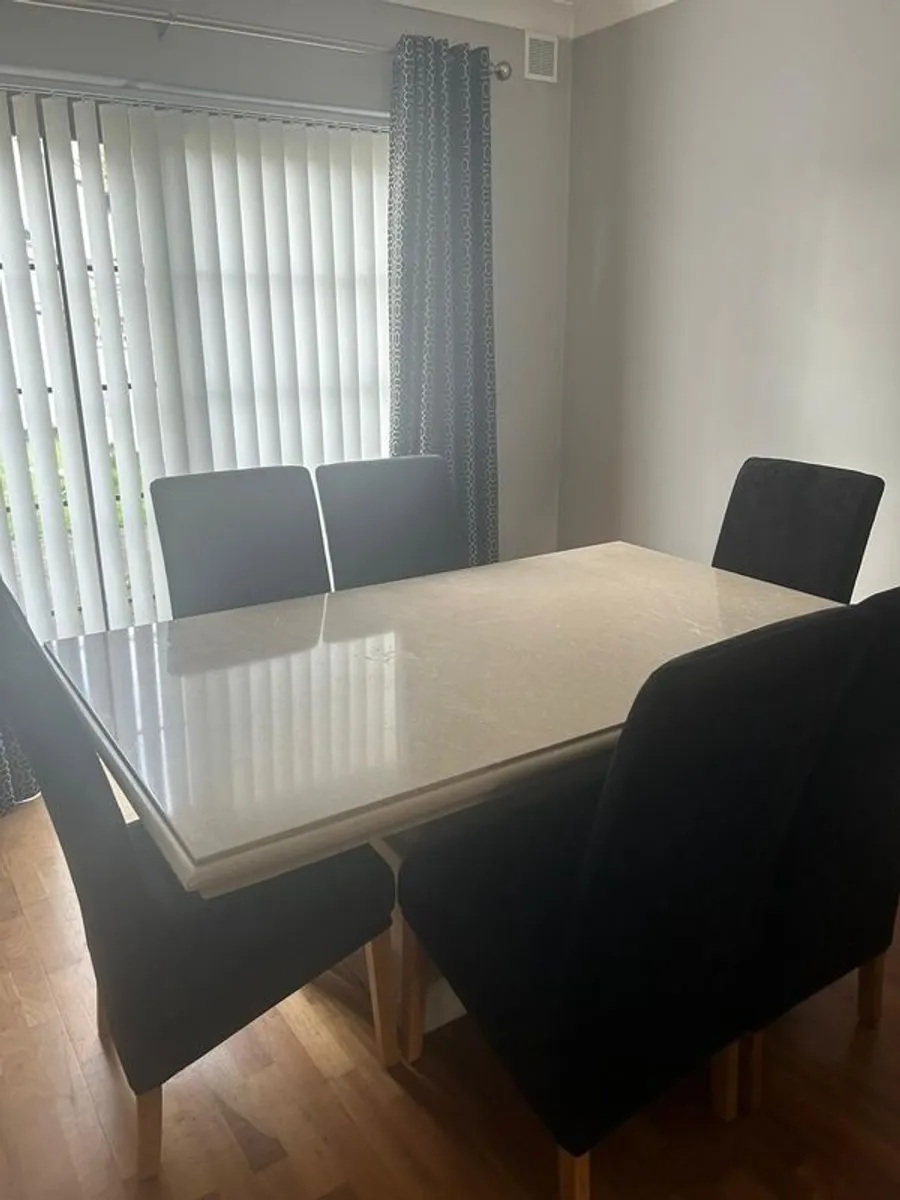 Marble Dining room Table, chairs & matching side cubes - Image 1