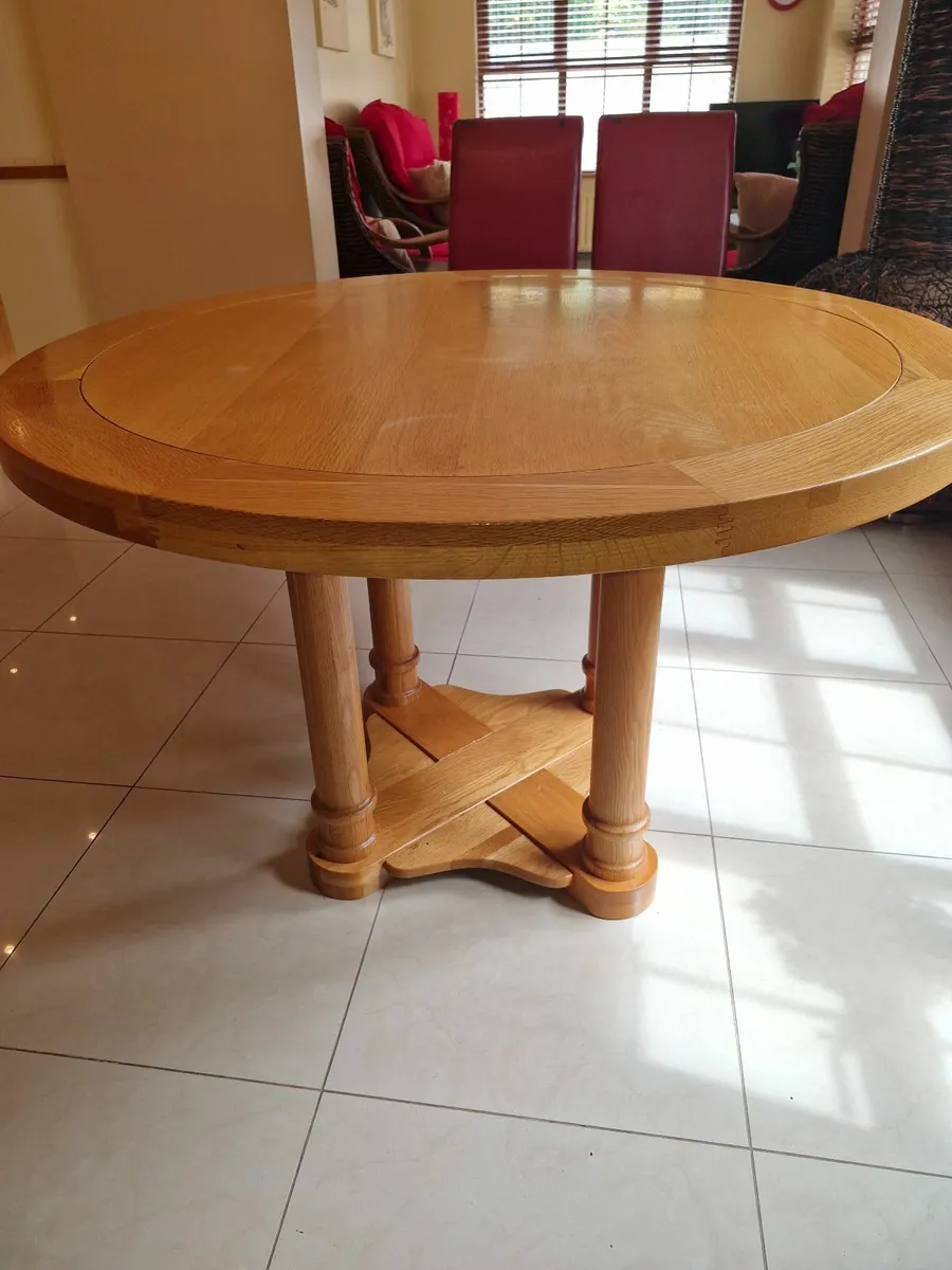 Round Oak Dining Table - 120cm diameter - Image 4
