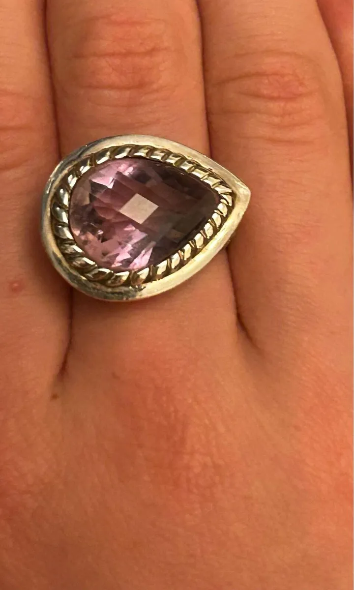 3 silver gemstone rings fit size J to L - Image 3