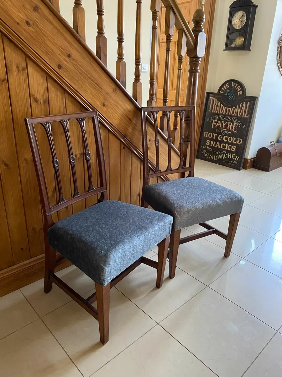 Early c20th Mahogony Chairs Pair + Matching Stool - Image 1