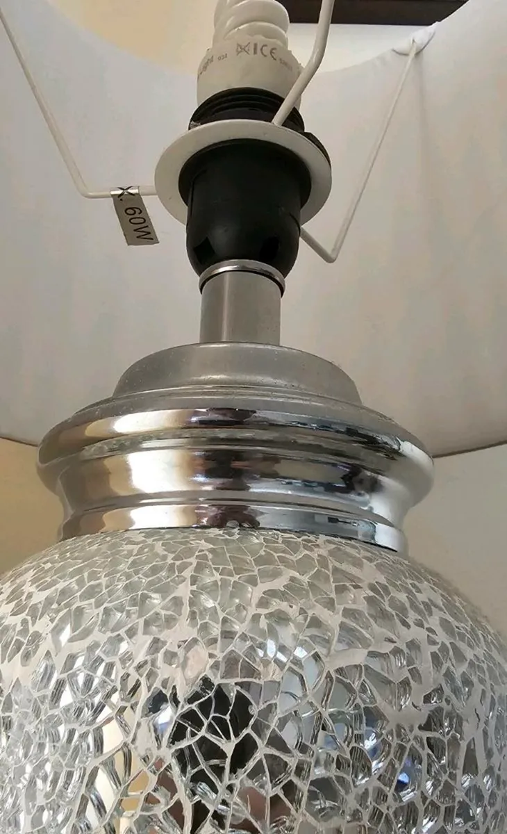 Elegant Chrome and Mosaic Glass Table Lamp Pick-up - Image 2