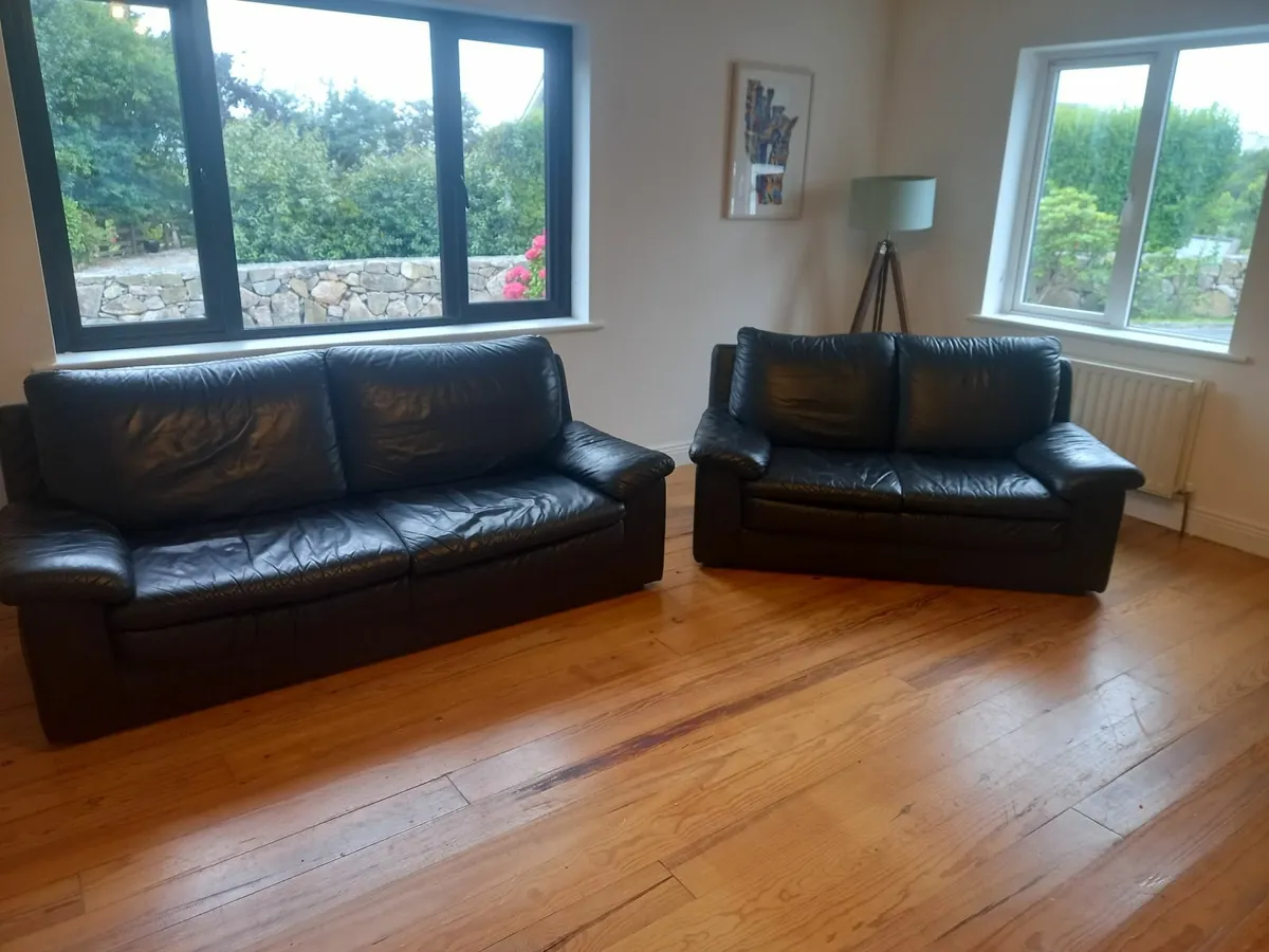 2 seater & 3 seater leather sofas - Image 1