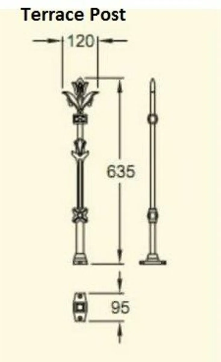 Cast Iron railing posts, gate handles, drop down b - Image 4