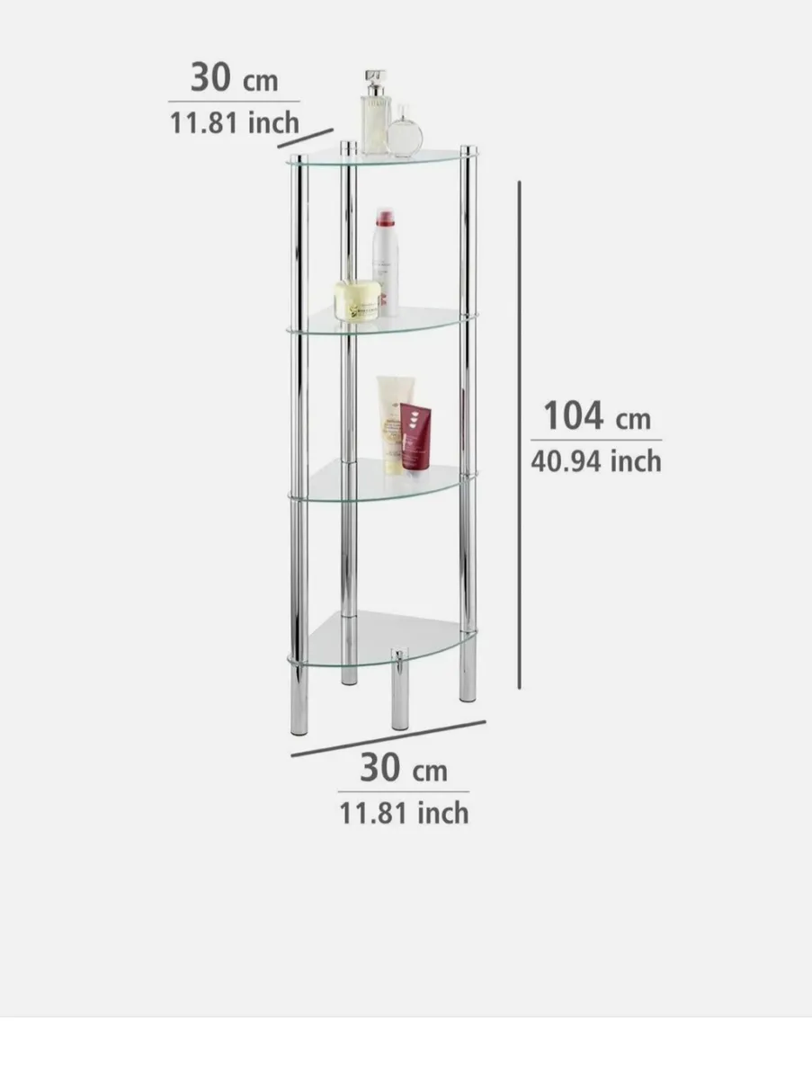 Corner Shelf Yago with 4 Glass Shelves - Bathroom - Image 1