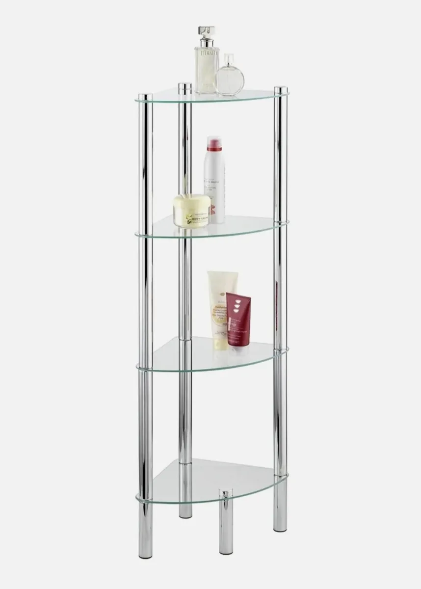 Corner Shelf Yago with 4 Glass Shelves - Bathroom - Image 2