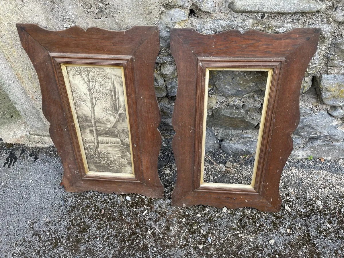 Pair of carved oak picture frames