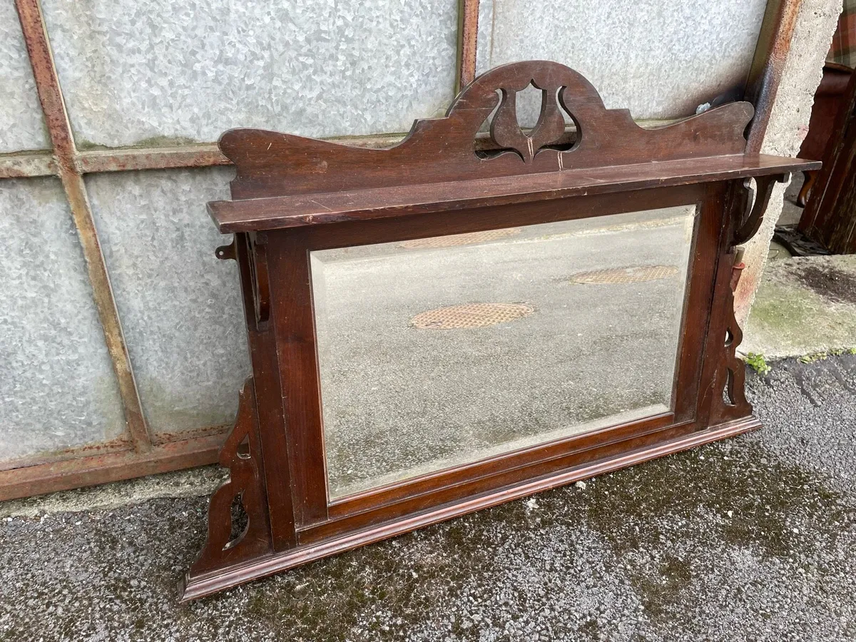 Mahogany art deco style over mantle mirror