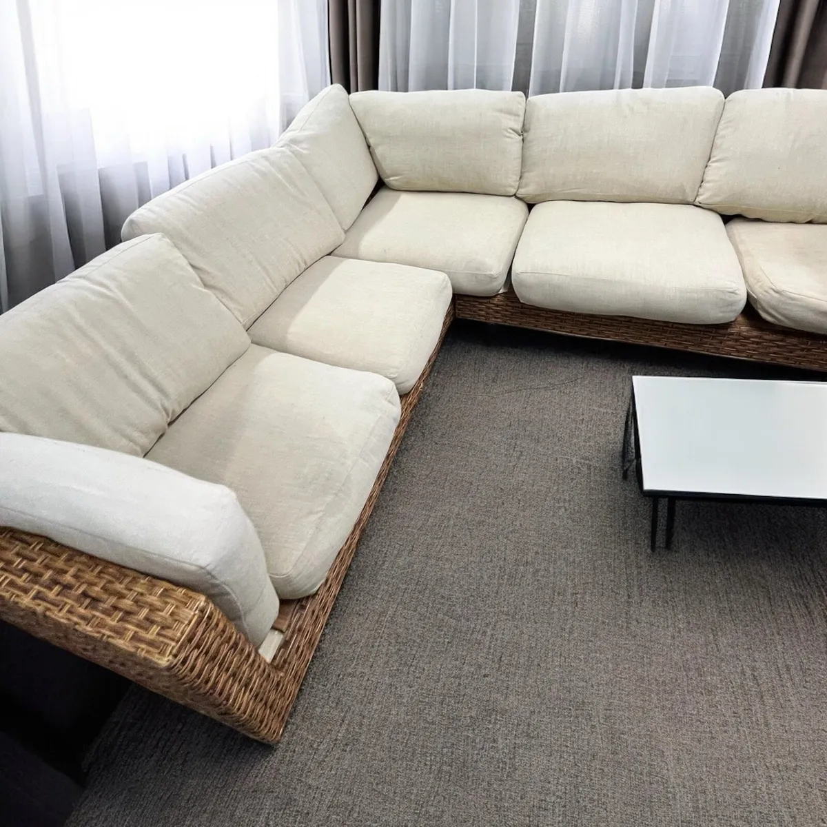 Large rattan garden sofa set l shaped delivery - Image 1