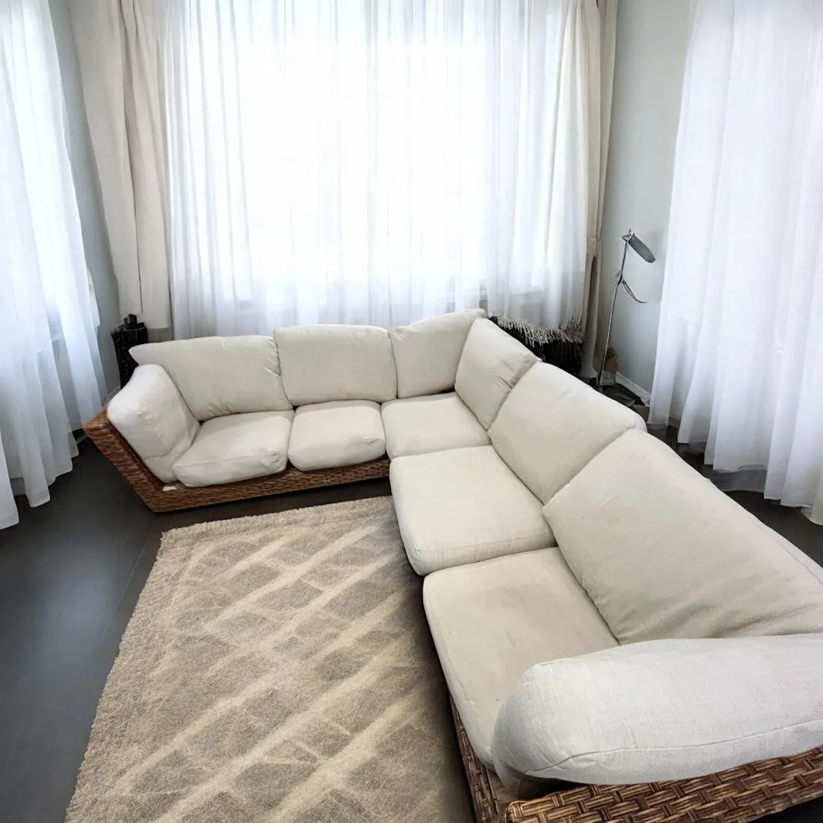Large rattan garden sofa set l shaped delivery - Image 4