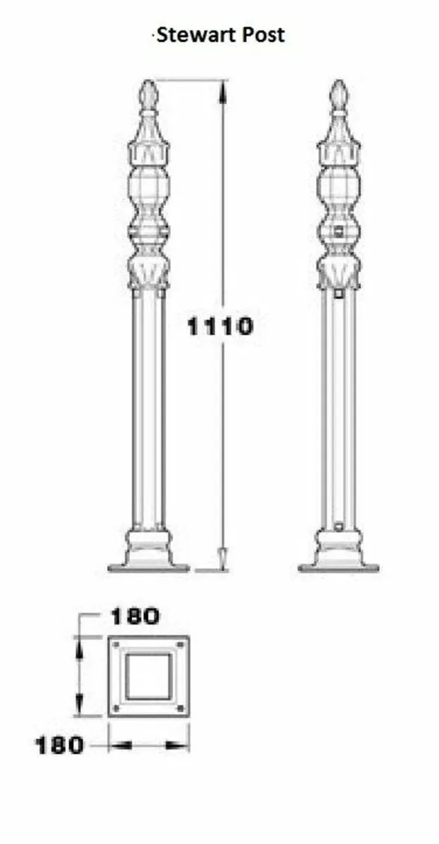 Cast Iron Posts, Stewart Post 1110mm - Image 2