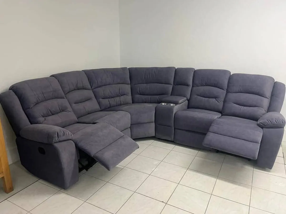 Grey Venice Fabric Corner Recliner Sofa - Image 1