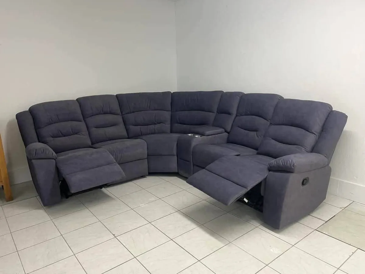 Grey Venice Fabric Corner Recliner Sofa - Image 2