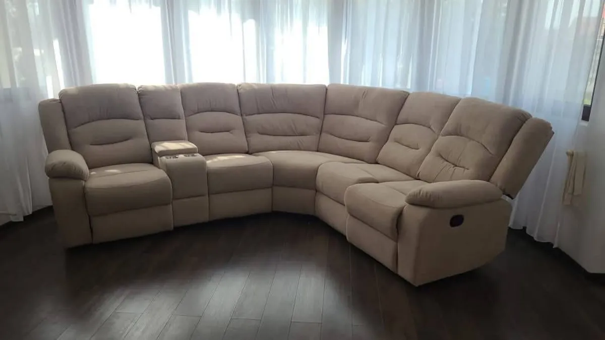 Grey Venice Fabric Corner Recliner Sofa - Image 3