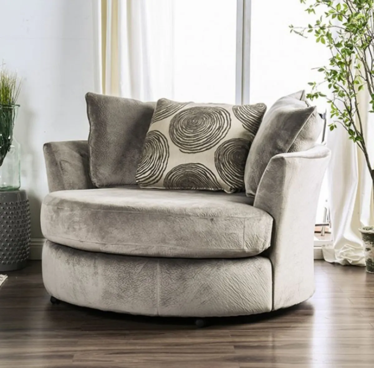 Two grey swivel armchair - Image 1