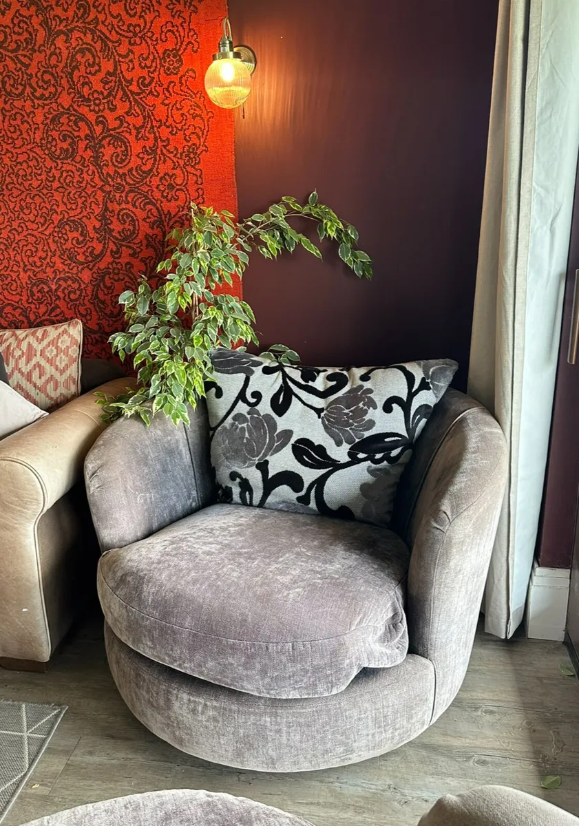 Two grey swivel armchair - Image 3