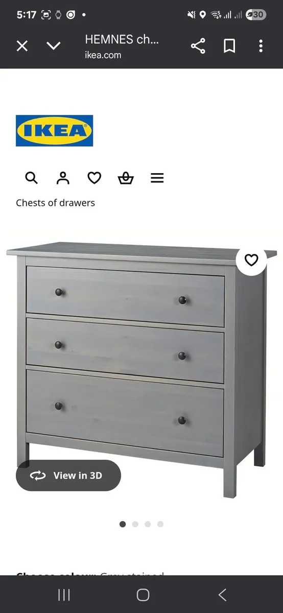 IKEA HEMNES chest of 3 drawers - Image 1