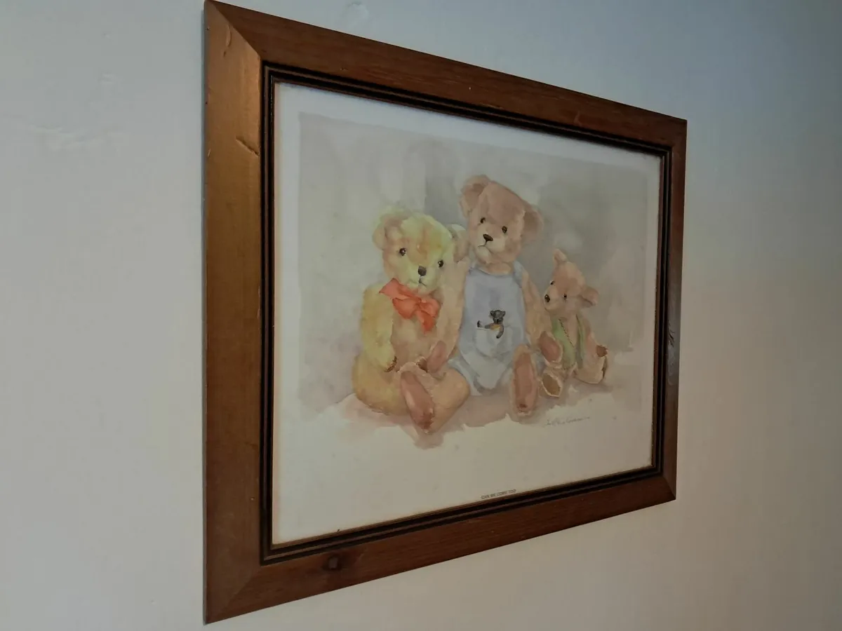 Beautifully Framed Teddy Bear Painting - Image 2