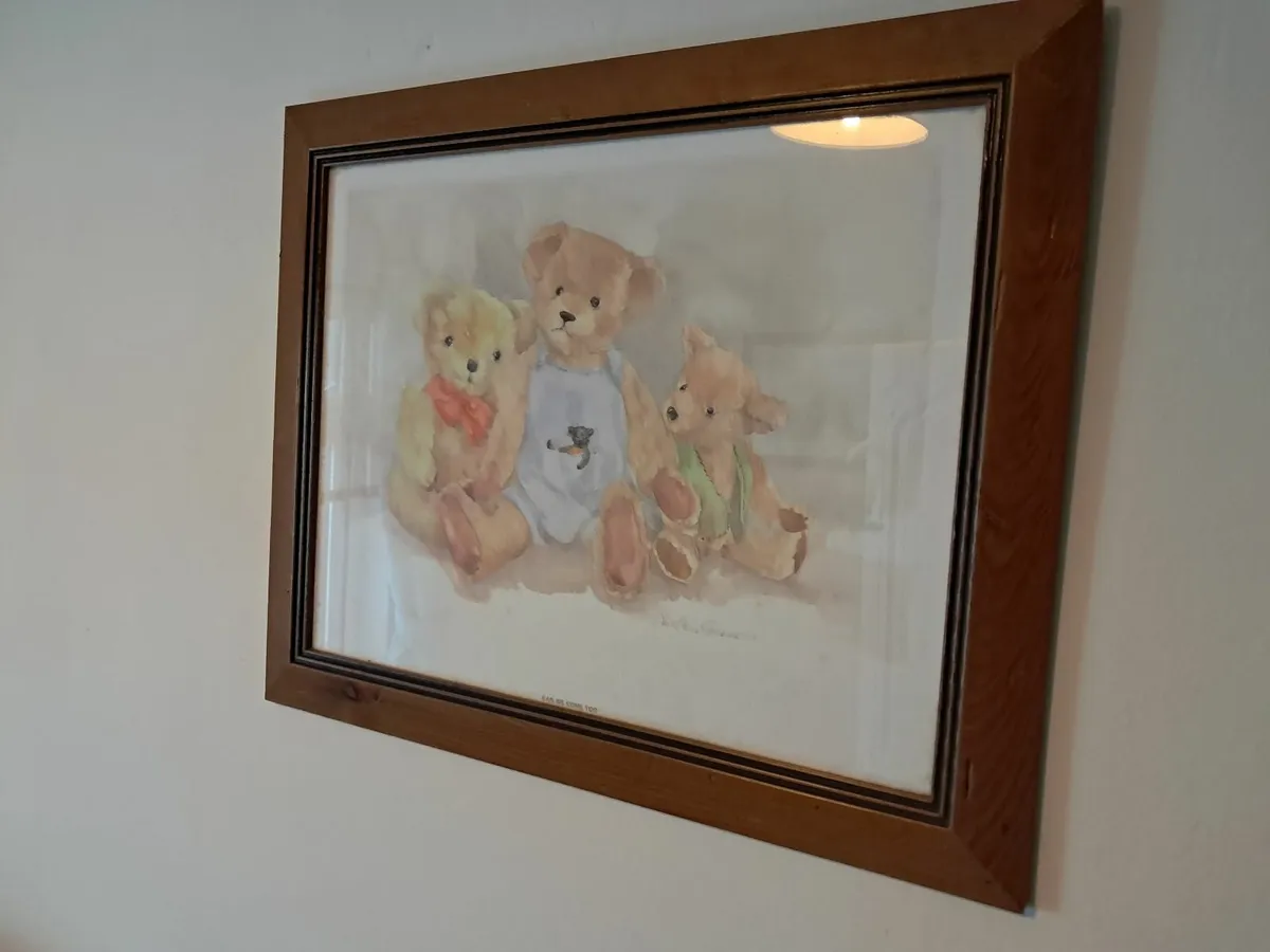 Beautifully Framed Teddy Bear Painting - Image 3
