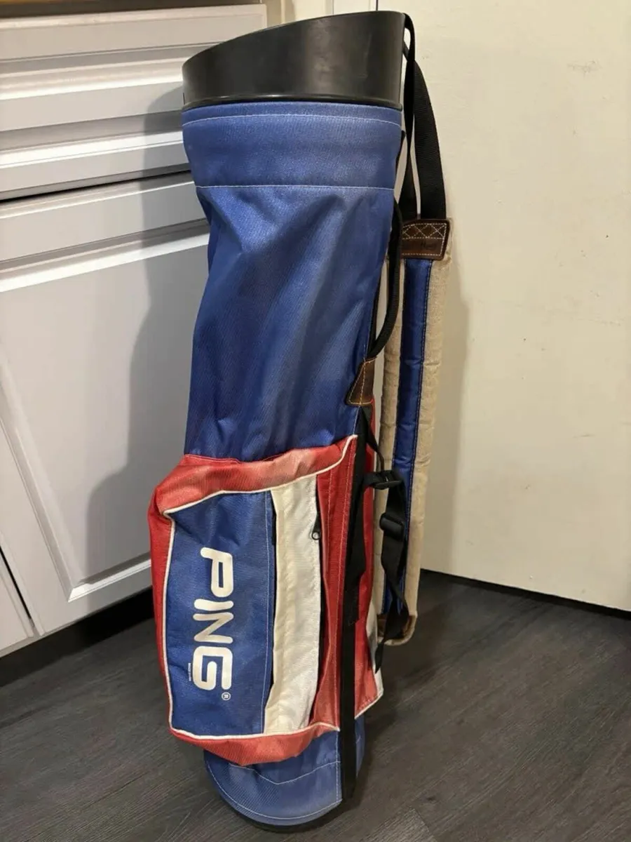 Vintage Ping Golf Sunday Bag 4-Way RED WHITE BLUE - Image 3