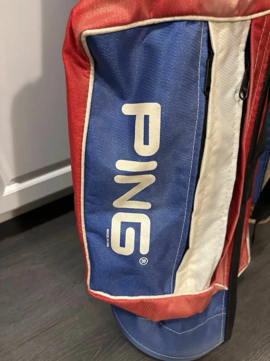 Vintage Ping Golf Sunday Bag 4-Way RED WHITE BLUE - Image 4
