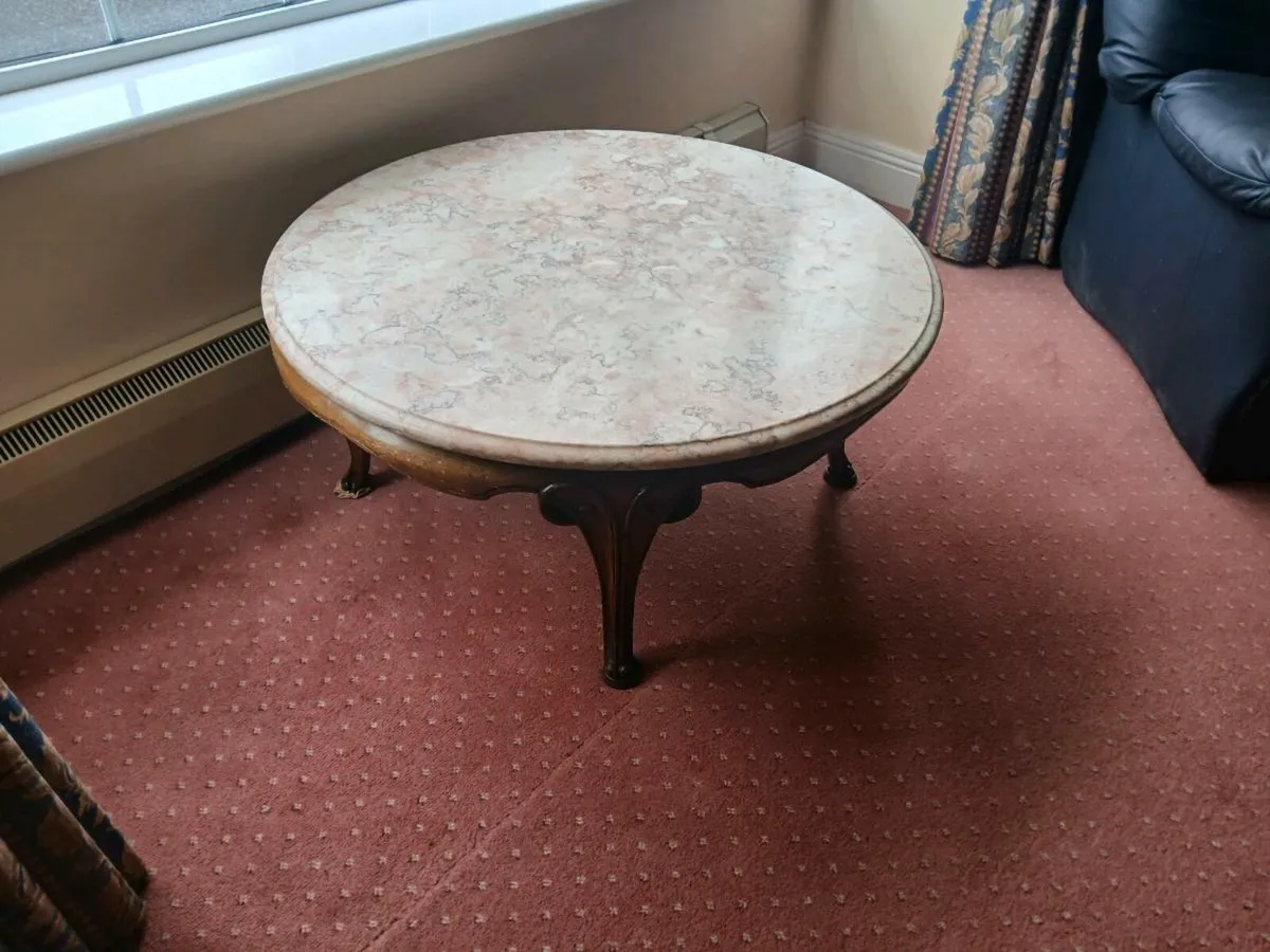 Antique marble topped coffee table, 3 ft / 91cm - Image 1