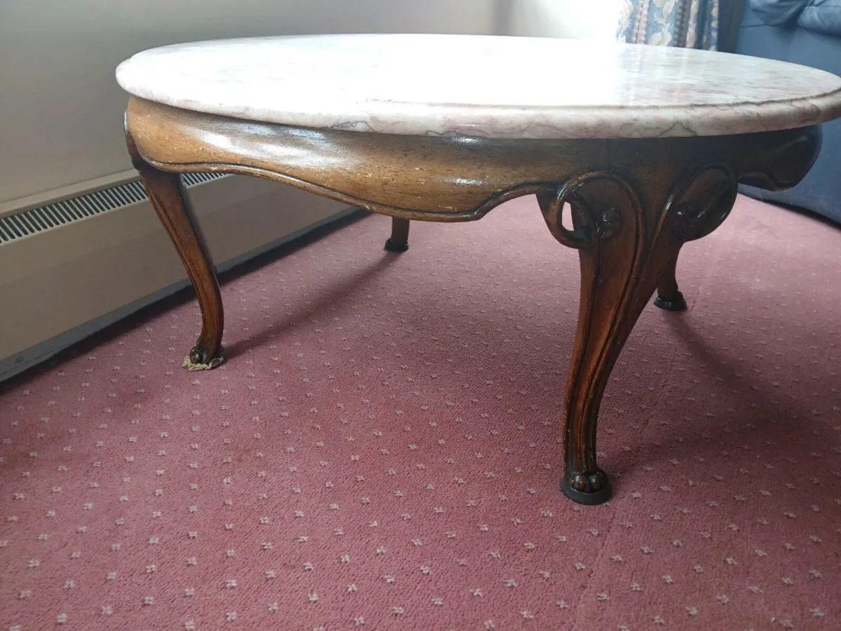 Antique marble topped coffee table, 3 ft / 91cm - Image 2