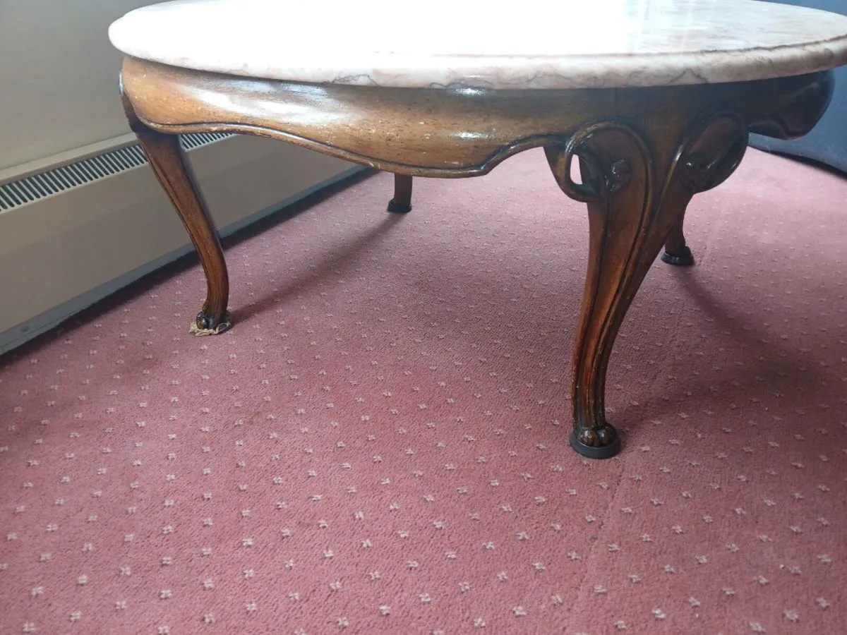 Antique marble topped coffee table, 3 ft / 91cm - Image 3