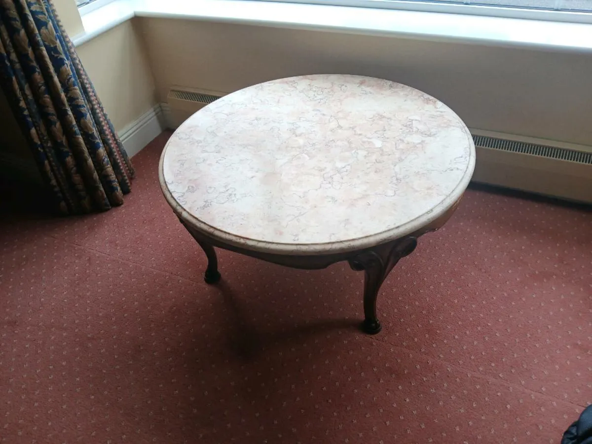 Antique marble topped coffee table, 3 ft / 91cm - Image 4
