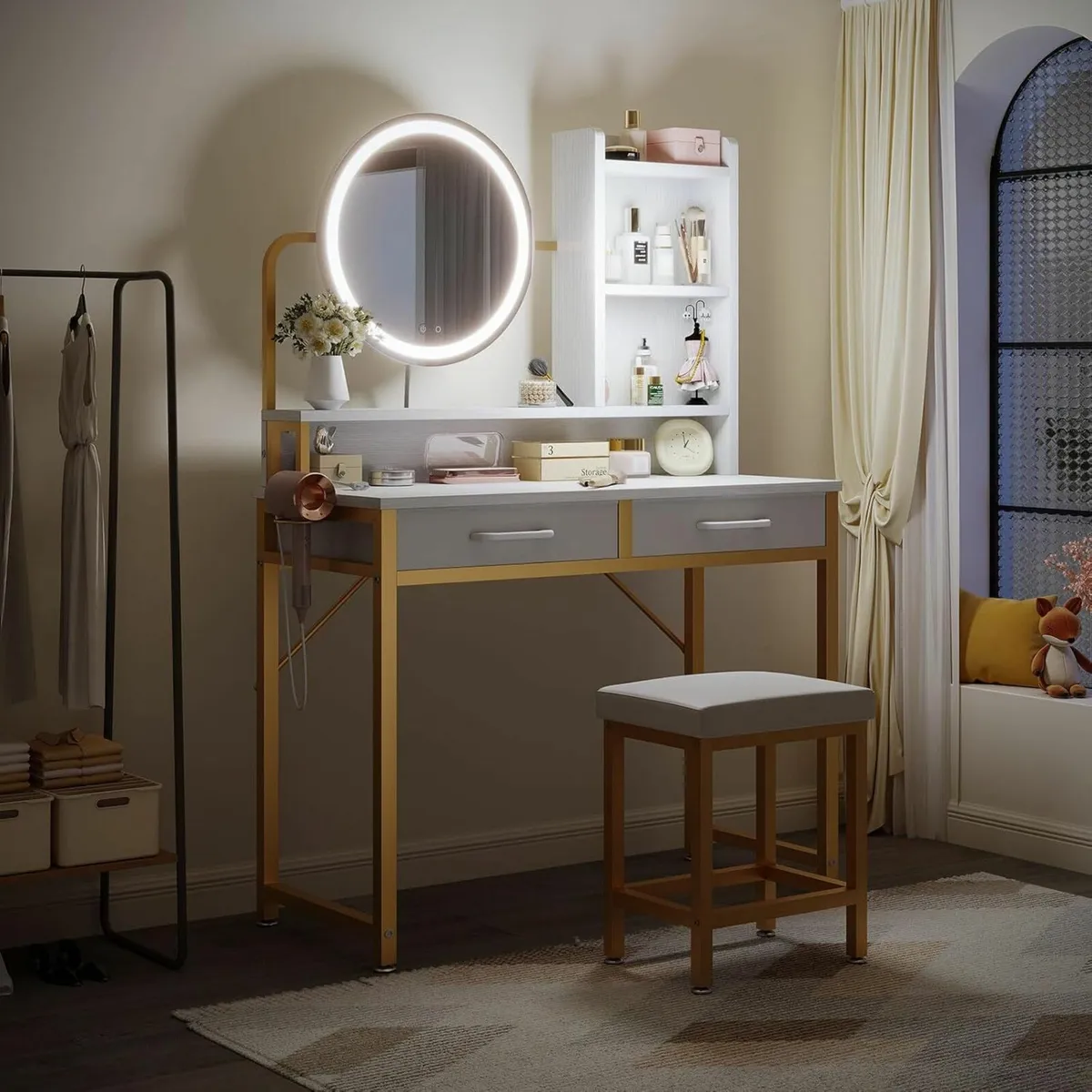 Dressing Table height-adjustable mirror LED Lights - Image 3